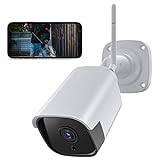 Cámara Vigilancia 2.4G WiFi Exterior para estacionamiento, 1080P Cámara de vigilancia para Exteriores con Audio bidireccional/Visión Nocturna/Detección de Movimiento y Sonido/Compatible con Alexa