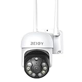 REIGY 1296P Cámara de Vigilancia WiFi Exterior/Interior 360 Grados, 3MP Camara de Seguridad IP PTZ, Visión Nocturna Infrarroja y Color, Audio Bidireccional, Detección de Movimiento